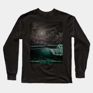 Teal and Purple Seascape Long Sleeve T-Shirt